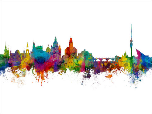 Dresden Deutschland Skyline Cityscape Poster Art Print