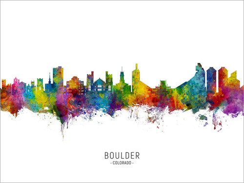 Boulder Colorado Skyline Cityscape Poster Art Print