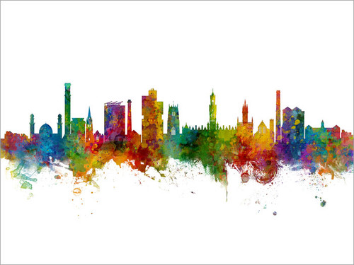 Bradford England Skyline Cityscape Poster Art Print