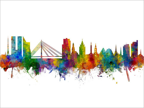 Riga Latvia Skyline Cityscape Poster Art Print