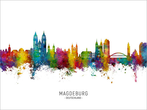 Magdeburg Deutschland Skyline Cityscape Poster Art Print