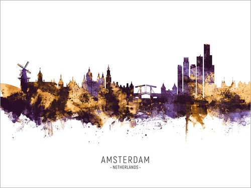 Amsterdam Netherlands Skyline Cityscape Poster Art Print