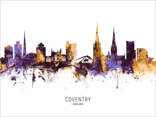 Coventry England Skyline Cityscape Poster Art Print
