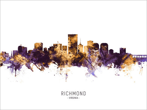 Richmond Virginia Skyline Cityscape Poster Art Print