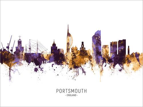 Portsmouth England Skyline Cityscape Poster Art Print