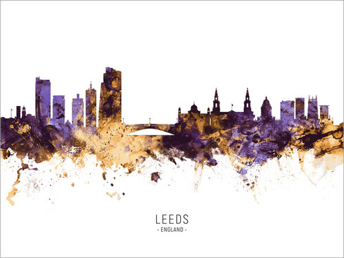 Leeds England Skyline Cityscape Poster Art Print