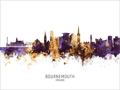 Bournemouth England Skyline Cityscape Poster Art Print