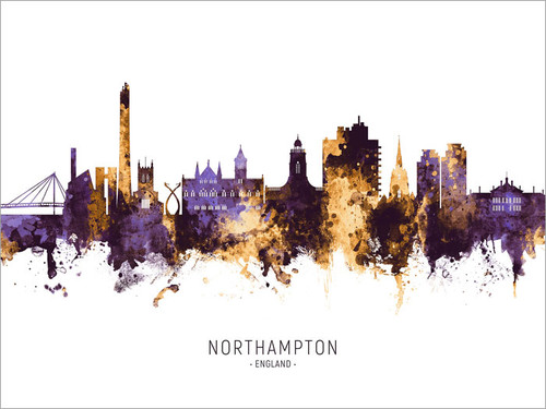 Northampton England Skyline Cityscape Poster Art Print