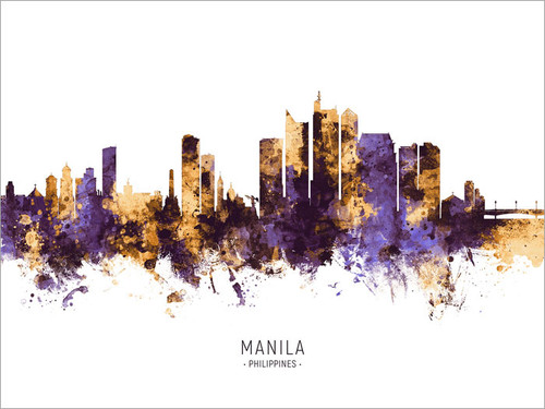 Manila Philippines Skyline Cityscape Poster Art Print