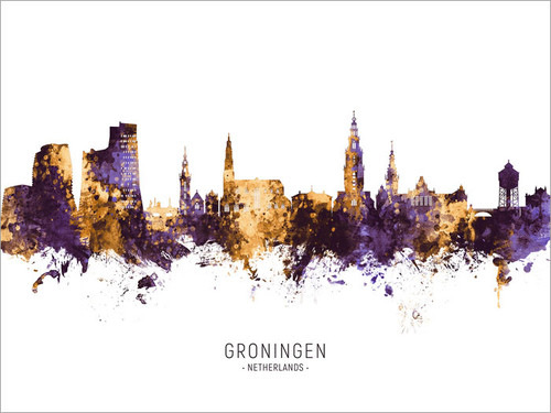 Groningen Netherlands Skyline Cityscape Poster Art Print