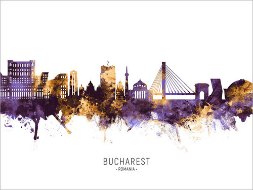 Bucharest Romania Skyline Cityscape Poster Art Print