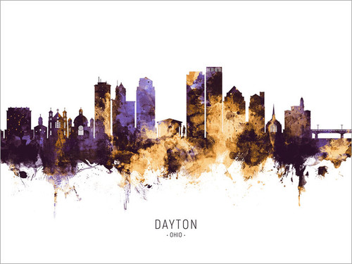 Dayton Ohio Skyline Cityscape Poster Art Print