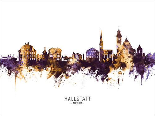 Hallstatt Austria Skyline Cityscape Poster Art Print