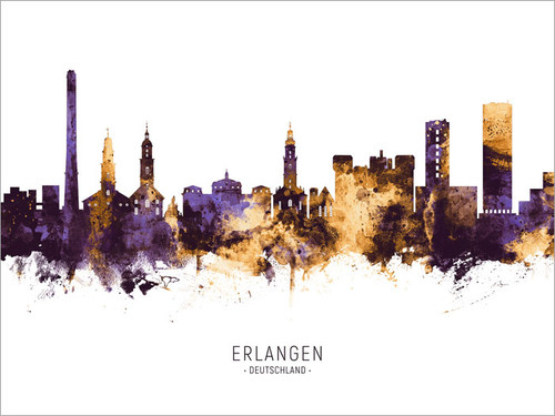 Erlangen Deutschland Skyline Cityscape Poster Art Print