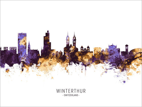 Winterthur Switzerland Skyline Cityscape Poster Art Print