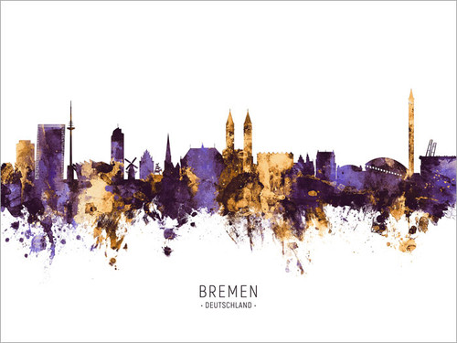 Bremen Deutschland Skyline Cityscape Poster Art Print