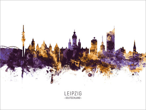 Leipzig Deutschland Skyline Cityscape Poster Art Print