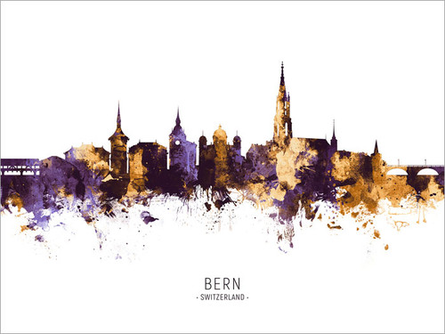 Bern Switzerland Skyline Cityscape Poster Art Print