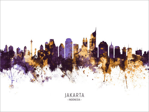 Jakarta Indonesia Skyline Cityscape Poster Art Print