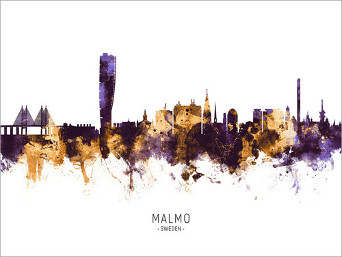 Malmo Sweden Skyline Cityscape Poster Art Print