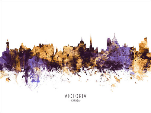 Victoria Canada Skyline Cityscape Poster Art Print