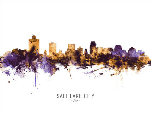 Salt Lake City Utah Skyline Cityscape Poster Art Print