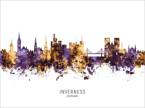 Inverness Scotland Skyline Cityscape Poster Art Print