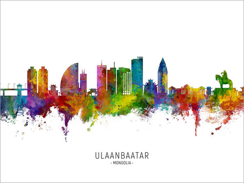 Ulaanbaatar Mongolia Skyline Cityscape Poster Art Print