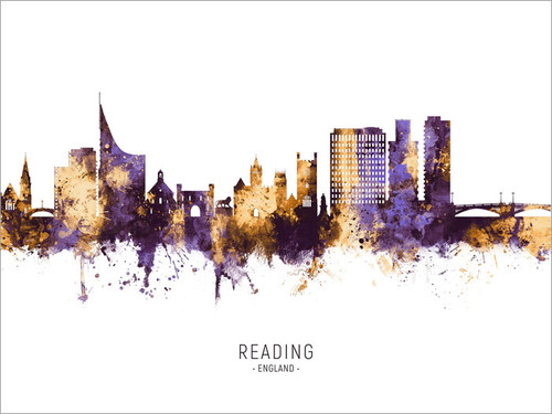 Reading England Skyline Cityscape Poster Art Print