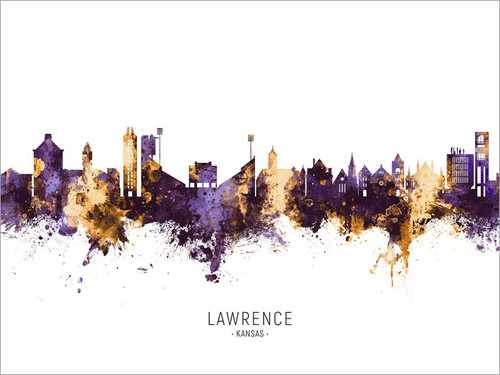 Lawrence Kansas Skyline Cityscape Poster Art Print