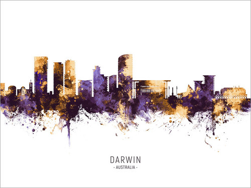 Darwin Australia Skyline Cityscape Poster Art Print