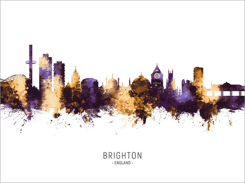 Brighton England Skyline Cityscape Poster Art Print