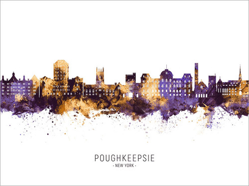 Poughkeepsie New York Skyline Cityscape Poster Art Print
