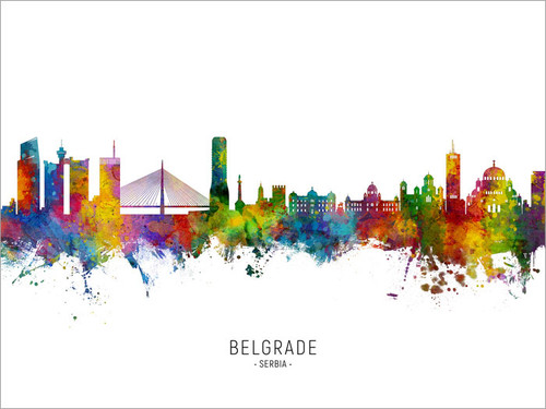 Belgrade Serbia Skyline Cityscape Poster Art Print