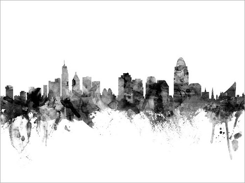 Cincinnati Ohio Skyline Cityscape Poster Art Print