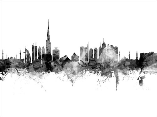 Dubai United Arab Emirates Skyline Cityscape Poster Art Print