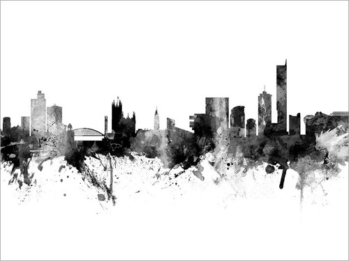 Manchester England Skyline Cityscape Poster Art Print