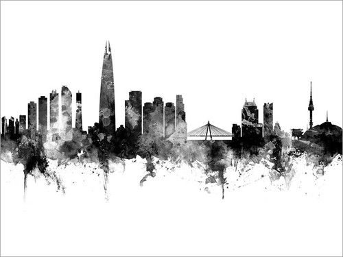 Seoul South Korea Skyline Cityscape Poster Art Print