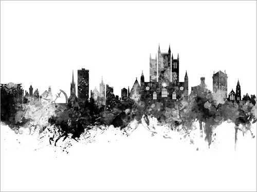 Lincoln England Skyline Cityscape Poster Art Print