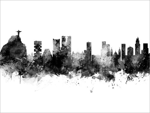 Rio de Janeiro Brazil Skyline Cityscape Poster Art Print