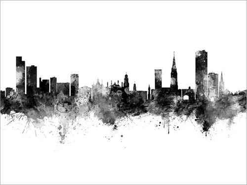 Leicester England Skyline Cityscape Poster Art Print