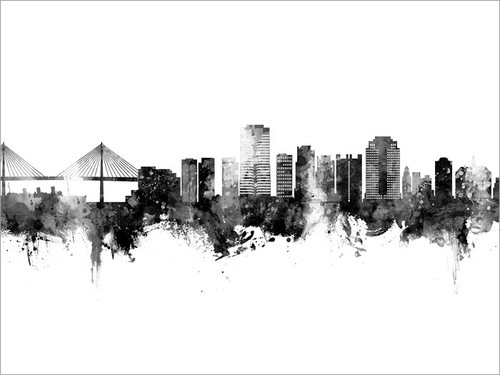 Long Beach California Skyline Cityscape Poster Art Print