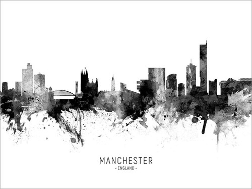 Manchester England Skyline Cityscape Poster Art Print