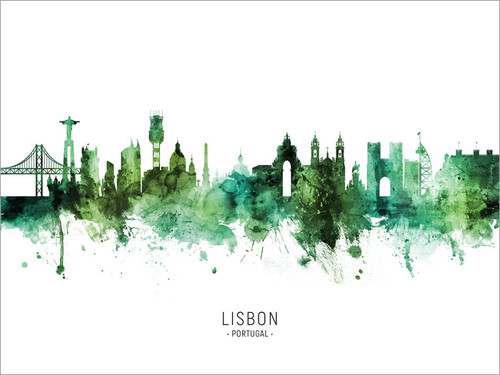 Lisbon Portugal Skyline Cityscape Poster Art Print