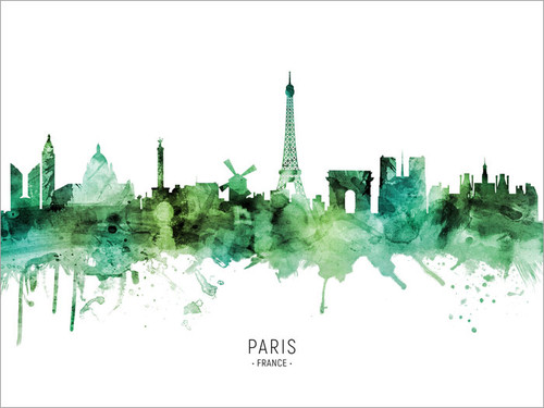 Paris France Skyline Cityscape Poster Art Print