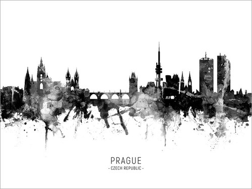 Prague Czech Republic Skyline Cityscape Poster Art Print