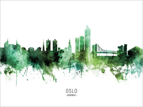 Oslo Norway Skyline Cityscape Poster Art Print