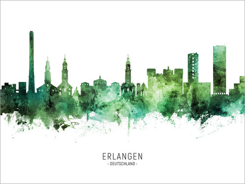 Erlangen Deutschland Skyline Cityscape Poster Art Print