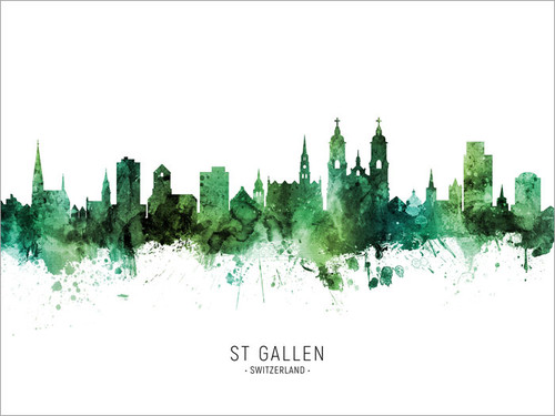 St Gallen Switzerland Skyline Cityscape Poster Art Print