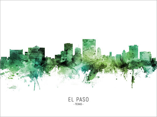 El Paso Texas Skyline Cityscape Poster Art Print